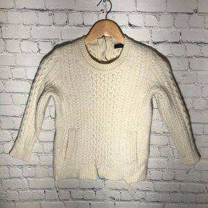 J Crew Cable Knit Crew Neck Wool Sweater